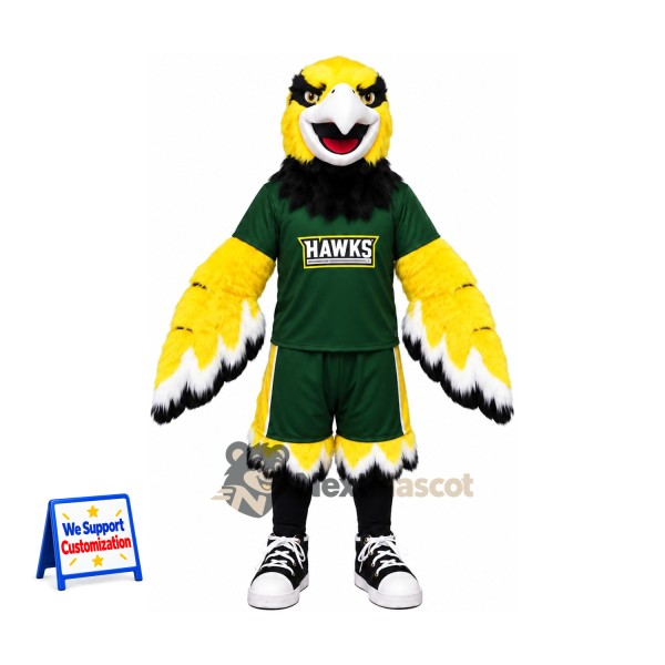 Hawk Mascot Costume - Yellow, Green Uniform