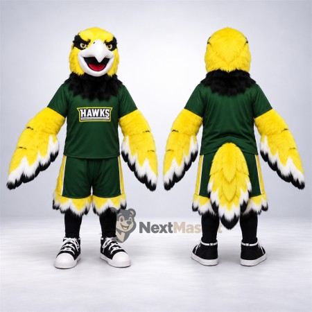 Hawk Mascot Costume - Yellow, Green Uniform