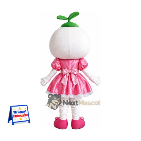 Radish Mascot Costume - White, Pink Dress Radish Mascot Costume - White, Pink Dress