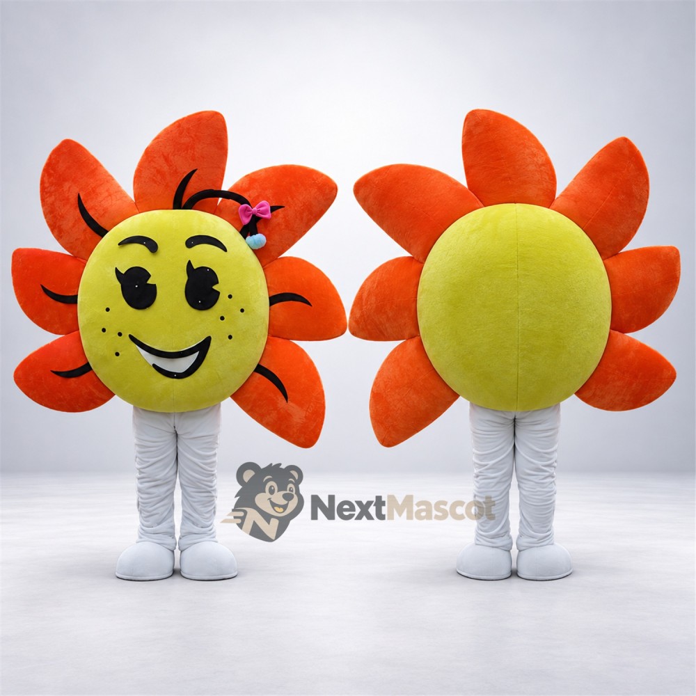 Flower Mascot Costume - Orange, White Legs Flower Mascot Costume - Orange, White Legs
