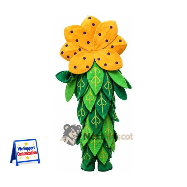 Sunflower Mascot Costume - Dotted Yellow Petals Sunflower Mascot Costume - Dotted Yellow Petals