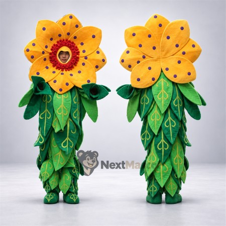 Sunflower Mascot Costume - Dotted Yellow Petals Sunflower Mascot Costume - Dotted Yellow Petals