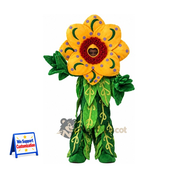 Sunflower Mascot Costume - Patterned Yellow Petals