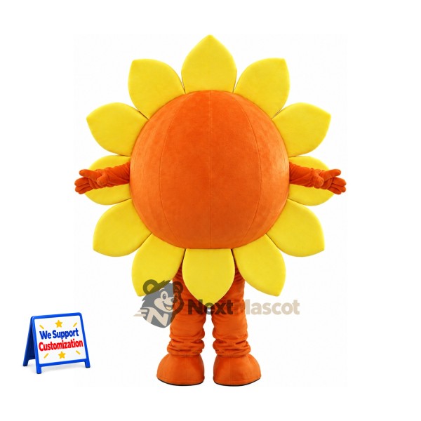 Sunflower Mascot Costume - Orange Face and Big Blue Eyes Sunflower Mascot Costume - Orange Face and Big Blue Eyes