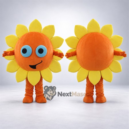 Sunflower Mascot Costume - Orange Face and Big Blue Eyes Sunflower Mascot Costume - Orange Face and Big Blue Eyes