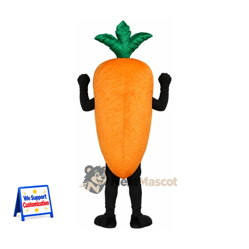 Carrot Mascot Costume - Black Arms and Legs for Food Festivals Carrot Mascot Costume - Black Arms and Legs for Food Festivals
