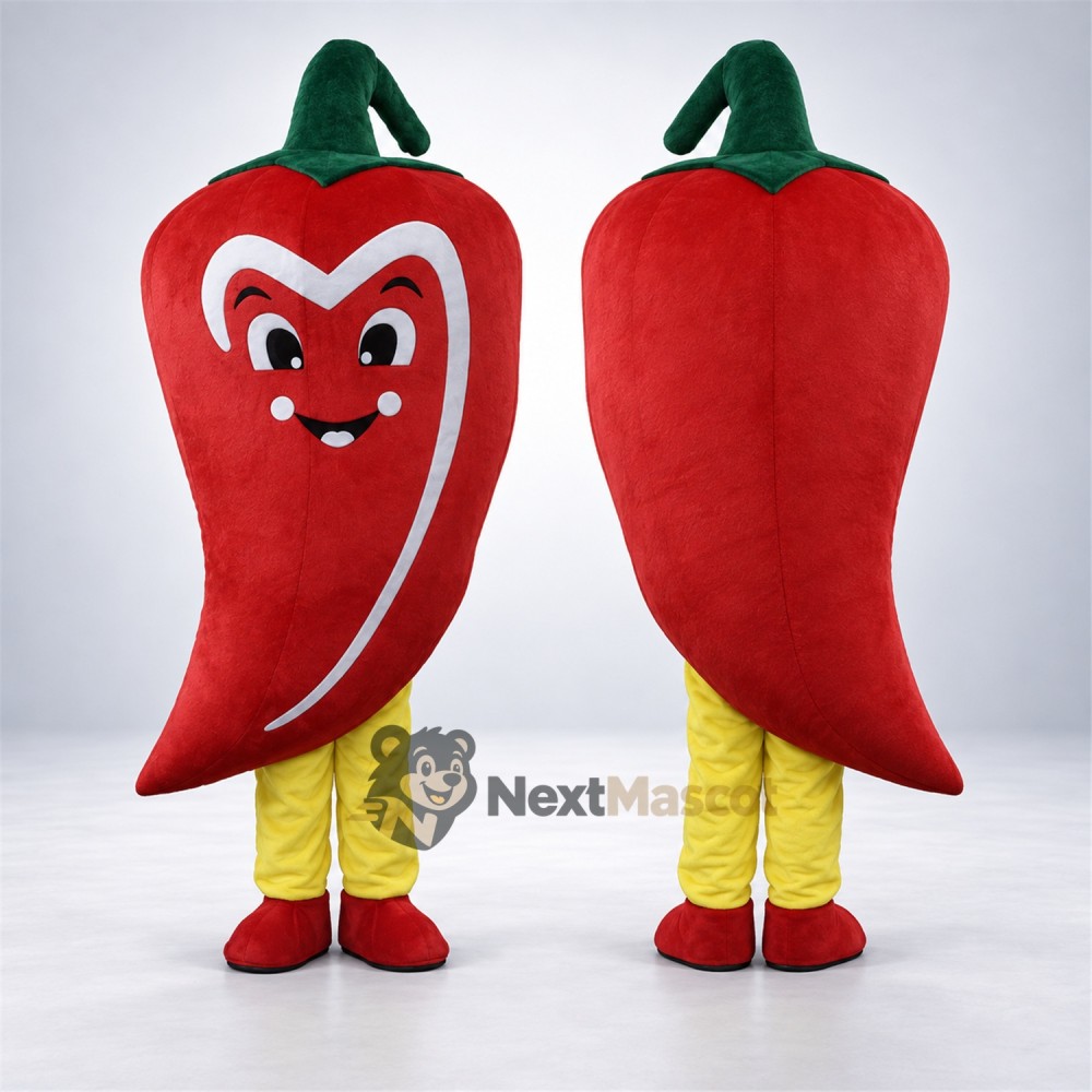 Chili Pepper Mascot Costume - Red, Yellow Legs Chili Pepper Mascot Costume - Red, Yellow Legs
