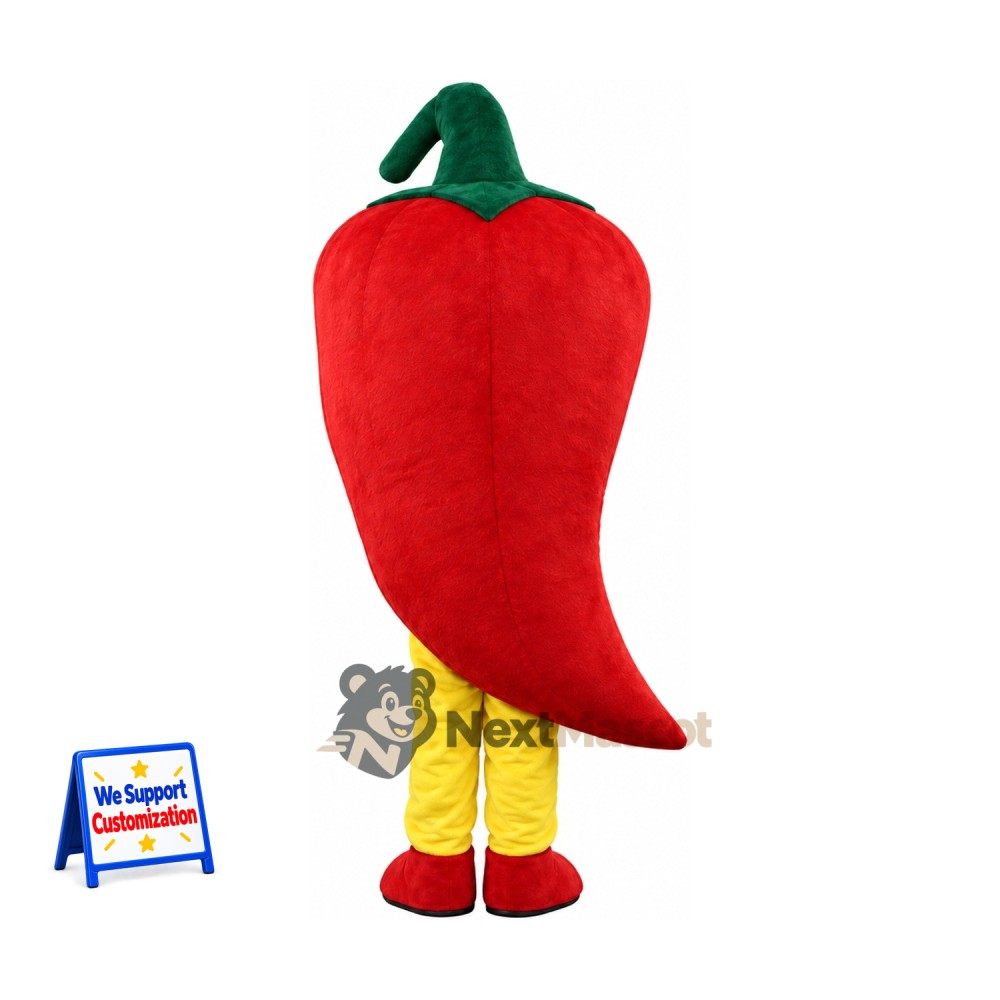 Chili Pepper Mascot Costume - Red, Yellow Legs Chili Pepper Mascot Costume - Red, Yellow Legs