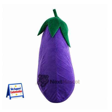 Eggplant Mascot Costume - Purple, Green Leaf Collar Eggplant Mascot Costume - Purple, Green Leaf Collar
