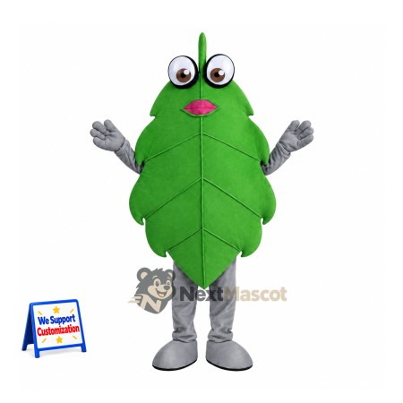 Leaf Mascot Costume - Green, Gray Arms and Legs Leaf Mascot Costume - Green, Gray Arms and Legs