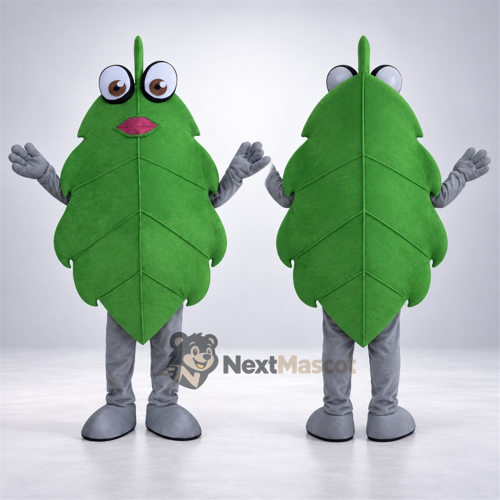Leaf Mascot Costume - Green, Gray Arms and Legs Leaf Mascot Costume - Green, Gray Arms and Legs