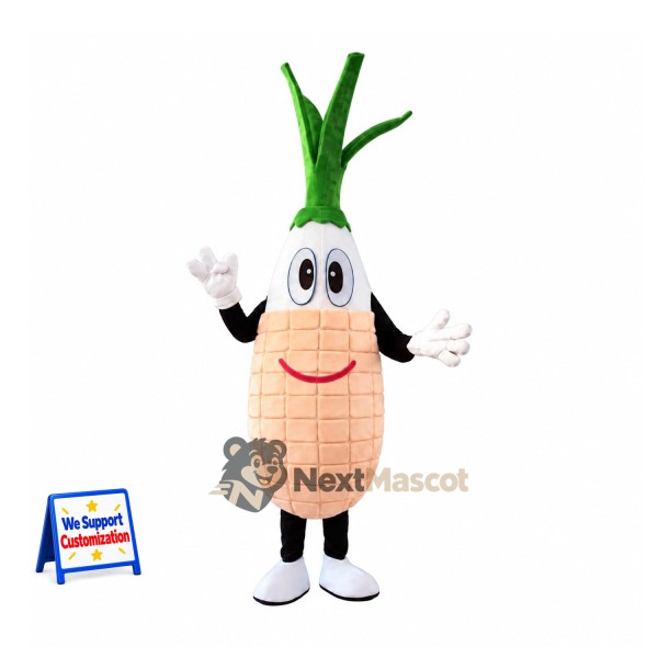 Onion Mascot Costume - Green Shoots and White Shoes