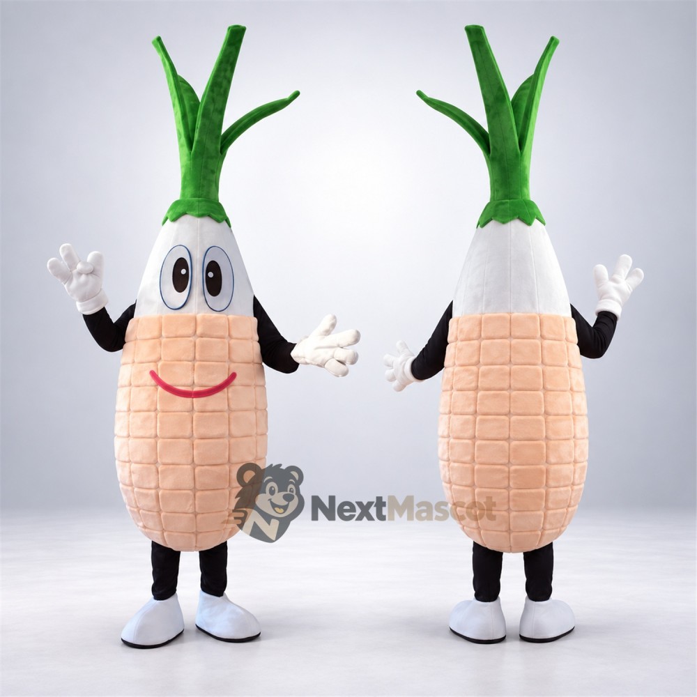 Onion Mascot Costume - Green Shoots and White Shoes Onion Mascot Costume - Green Shoots and White Shoes