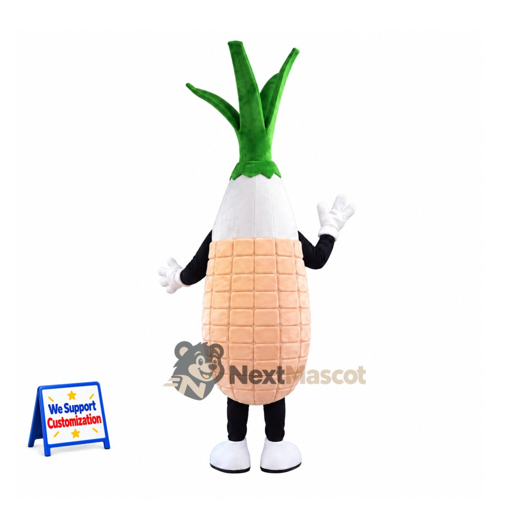 Onion Mascot Costume - Green Shoots and White Shoes Onion Mascot Costume - Green Shoots and White Shoes