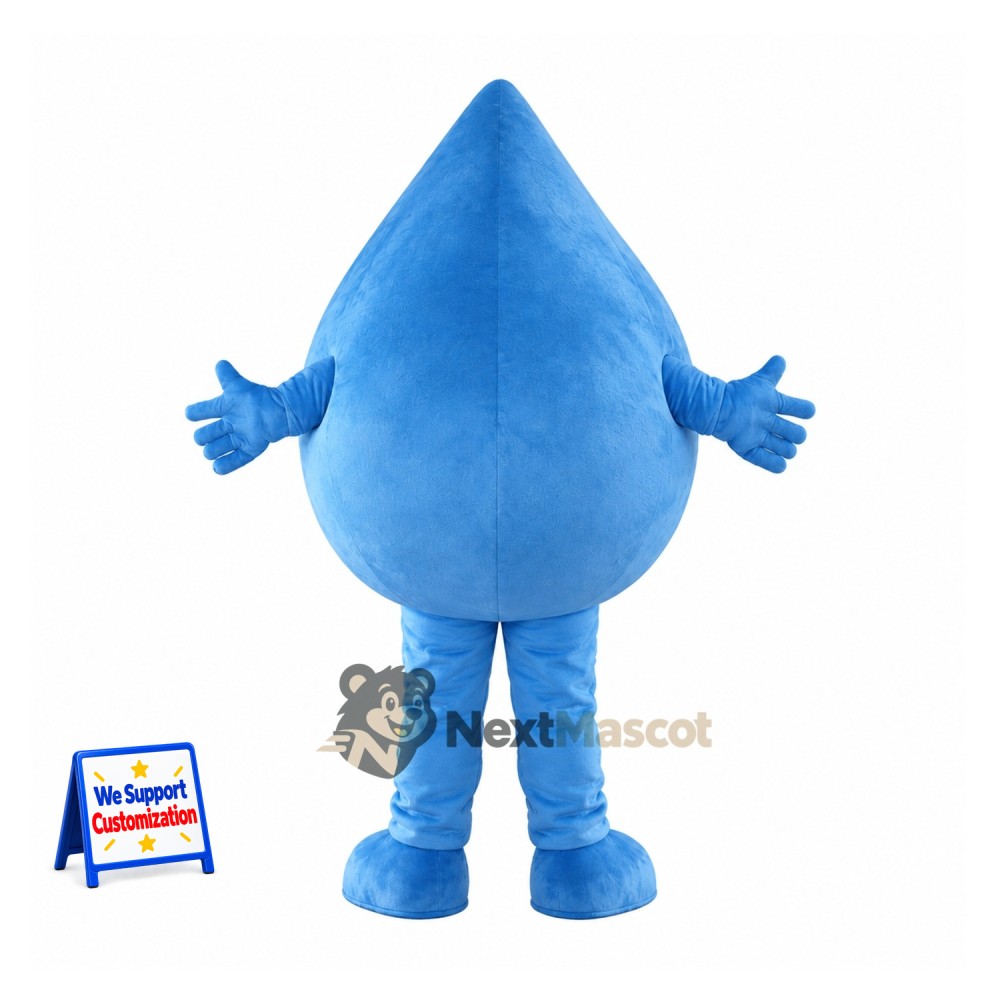 Water Drop Mascot Costume - Blue, Blue Gloves Water Drop Mascot Costume - Blue, Blue Gloves