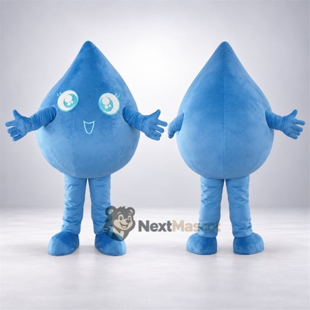 Water Drop Mascot Costume - Blue, Blue Gloves Water Drop Mascot Costume - Blue, Blue Gloves