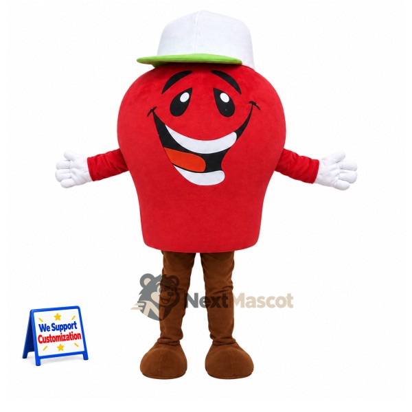 Apple Mascot Costume - Red, White Cap