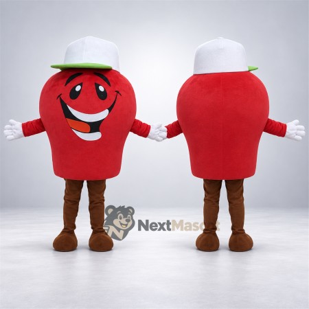 Apple Mascot Costume - Red, White Cap
