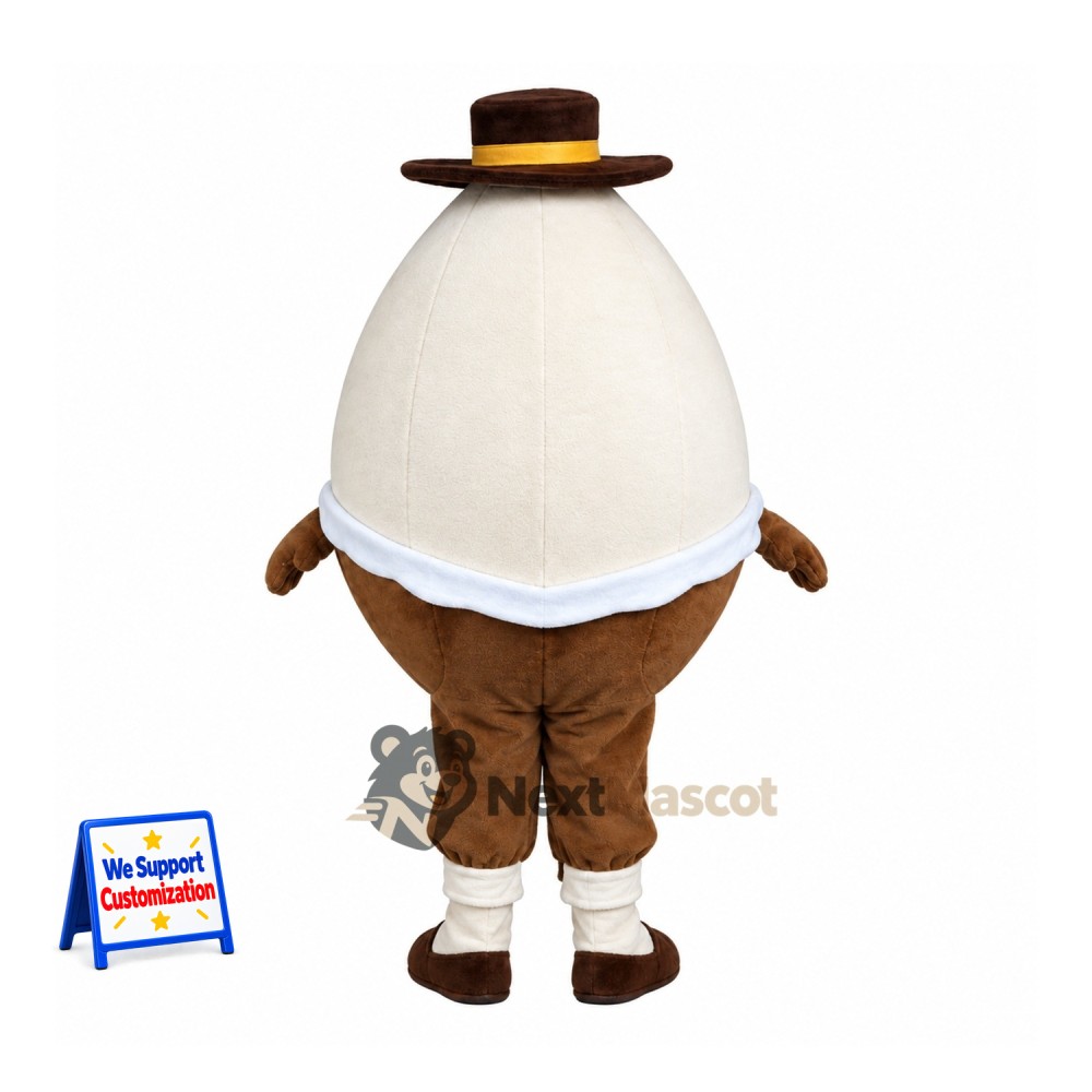 Egg Mascot Costume - Black Top Hat and Brown Pants Egg Mascot Costume - Black Top Hat and Brown Pants