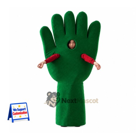 Hand Mascot Costume - Green, Open Face Hand Mascot Costume - Green, Open Face
