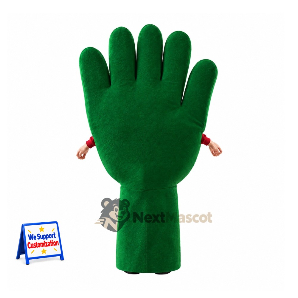 Hand Mascot Costume - Green, Open Face Hand Mascot Costume - Green, Open Face