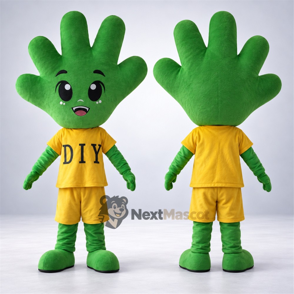 Hand Mascot Costume - Green, Yellow Outfit Hand Mascot Costume - Green, Yellow Outfit