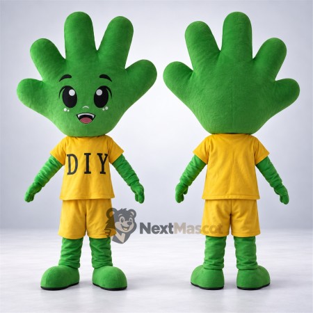 Hand Mascot Costume - Green, Yellow Outfit Hand Mascot Costume - Green, Yellow Outfit