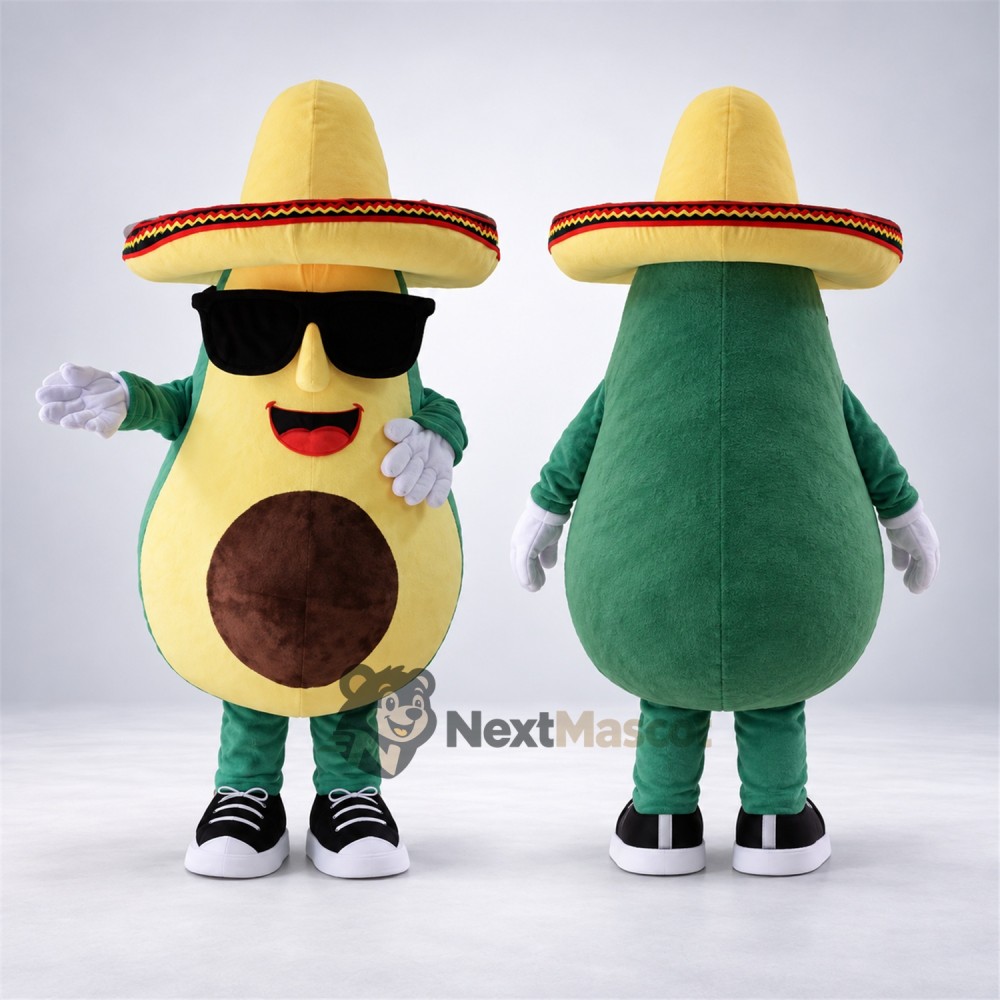 Avocado Mascot Costume - Sombrero Avocado Mascot Costume - Sombrero
