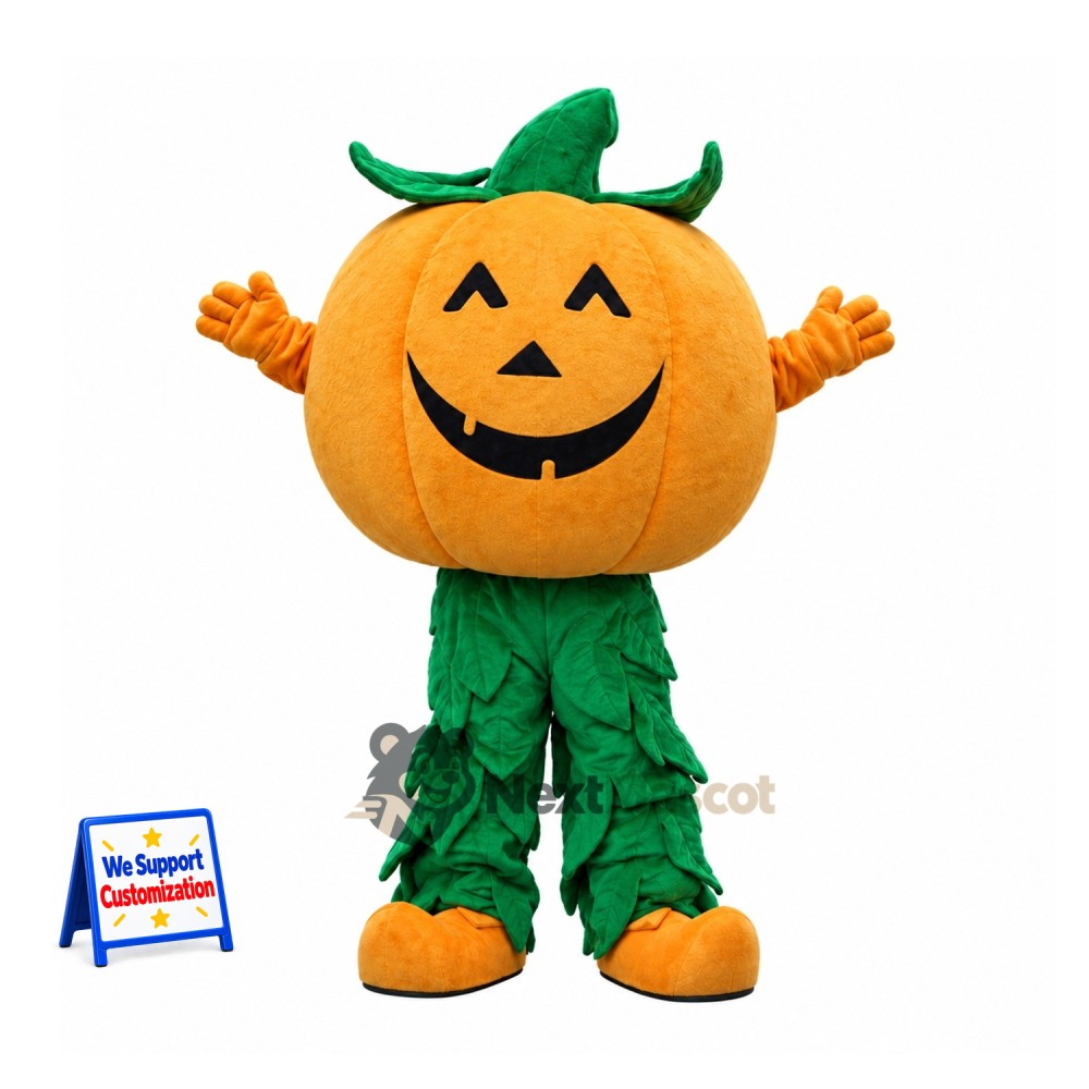 Jack O Lantern Mascot Costume - Green Leaf Pants for School Events Jack O Lantern Mascot Costume - Green Leaf Pants for School Events
