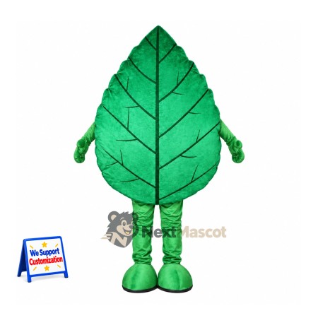 Leaf Mascot Costume - Green for Festivals Leaf Mascot Costume - Green for Festivals