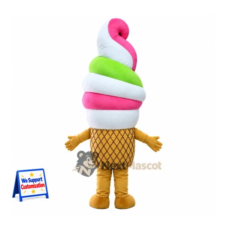 Ice Cream Cone Mascot Costume - Rainbow Ice Cream Cone Mascot Costume - Rainbow