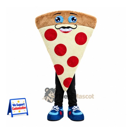 Pizza Slice Mascot Costume - Pepperoni and Blue Shoes Pizza Slice Mascot Costume - Pepperoni and Blue Shoes