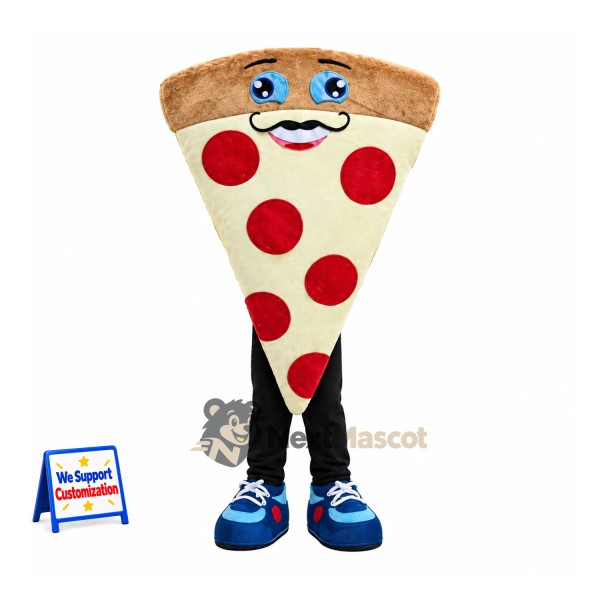 Pizza Slice Mascot Costume - Pepperoni and Blue Shoes
