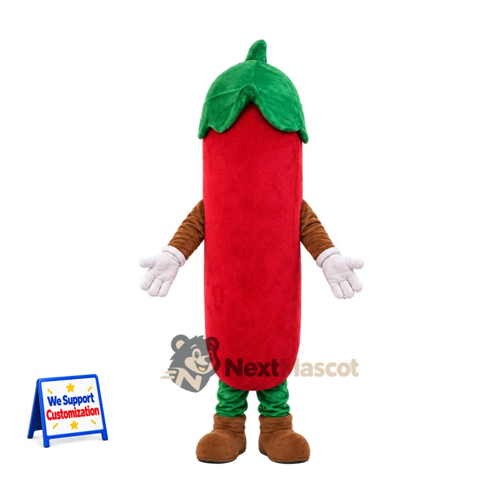 Chili Pepper Mascot Costume - Red, Green Socks Chili Pepper Mascot Costume - Red, Green Socks