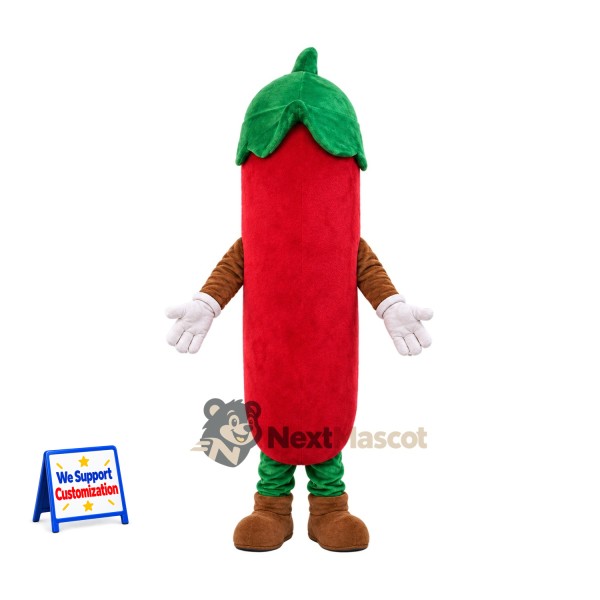 Chili Pepper Mascot Costume - Red, Green Socks