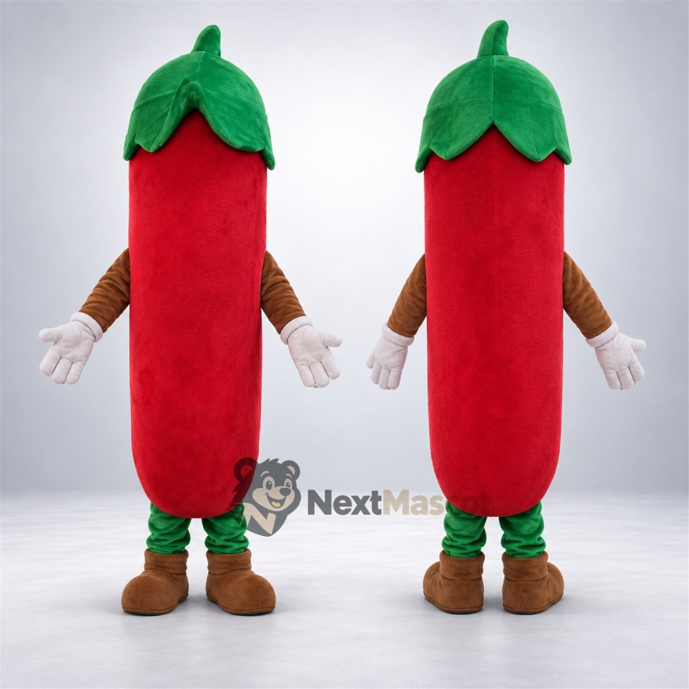 Chili Pepper Mascot Costume - Red, Green Socks Chili Pepper Mascot Costume - Red, Green Socks