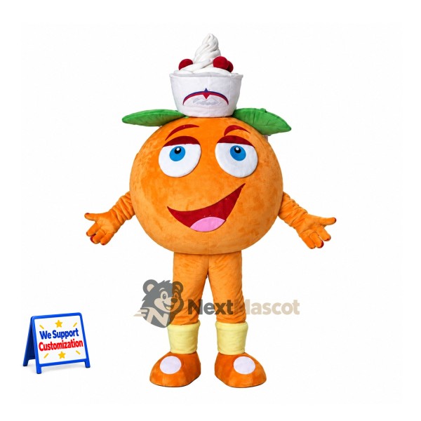 Orange Mascot Costume - Chef Style
