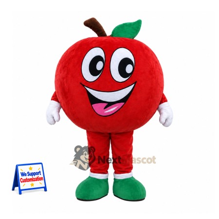 Apple Mascot Costume - Red, Green Shoes and Big Eyes Apple Mascot Costume - Red, Green Shoes and Big Eyes