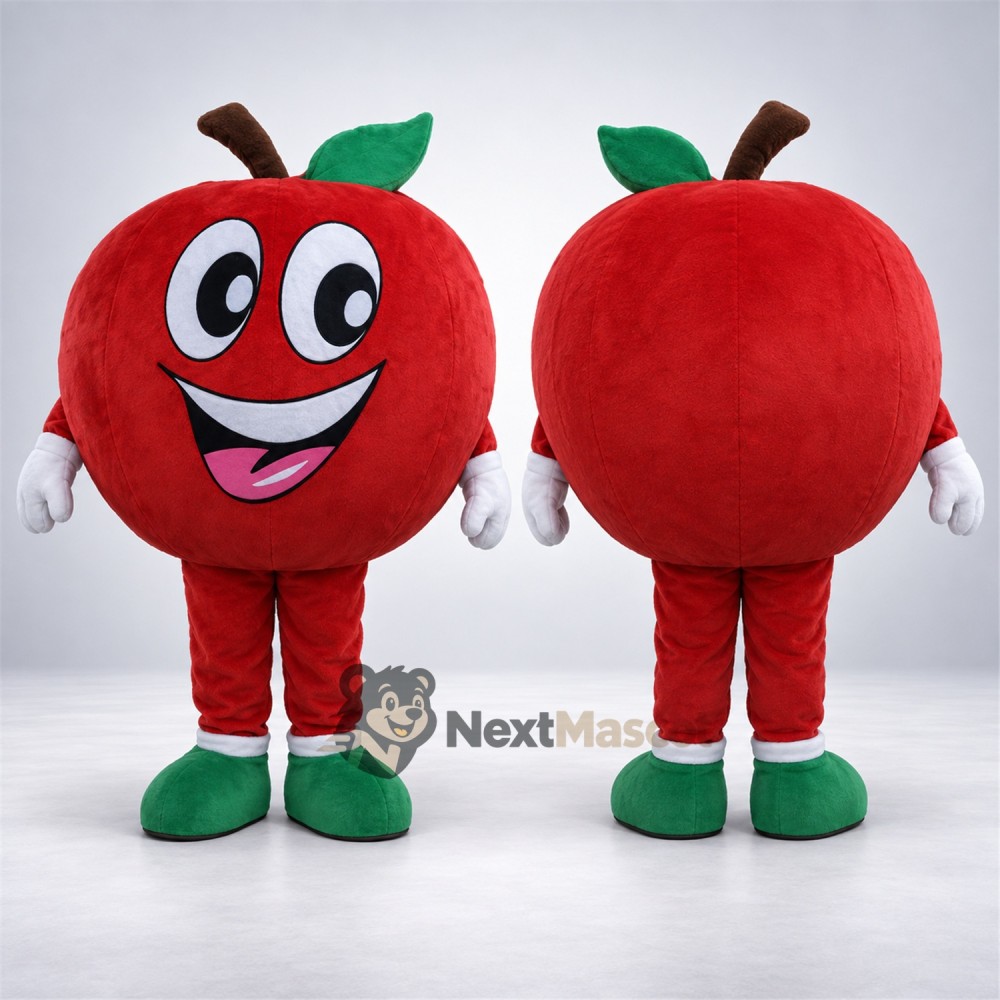 Apple Mascot Costume - Red, Green Shoes and Big Eyes Apple Mascot Costume - Red, Green Shoes and Big Eyes