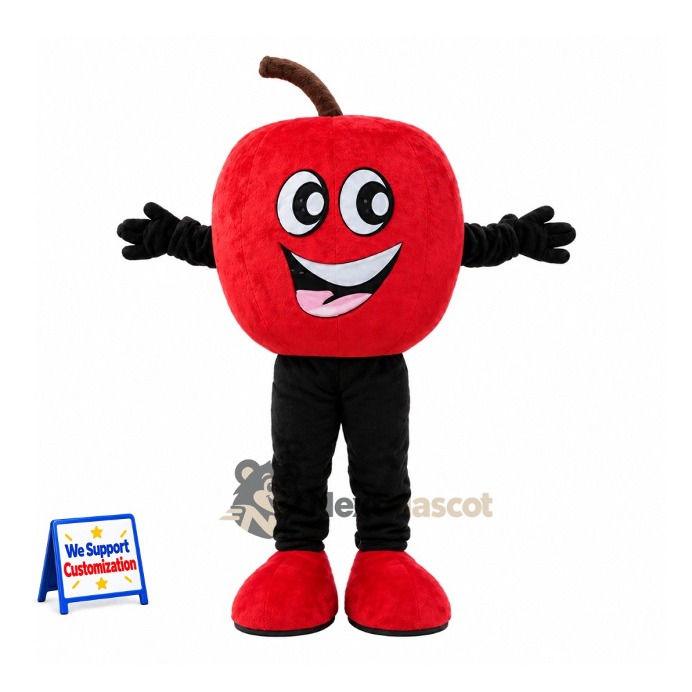 Apple Mascot Costume - Red, Black Arms and Red Shoes Apple Mascot Costume - Red, Black Arms and Red Shoes