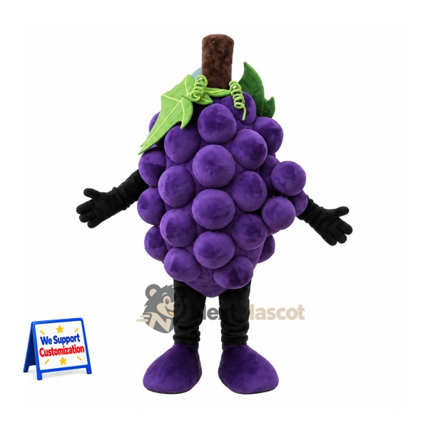 Grapes Mascot Costume - Purple, Black Arms and Legs