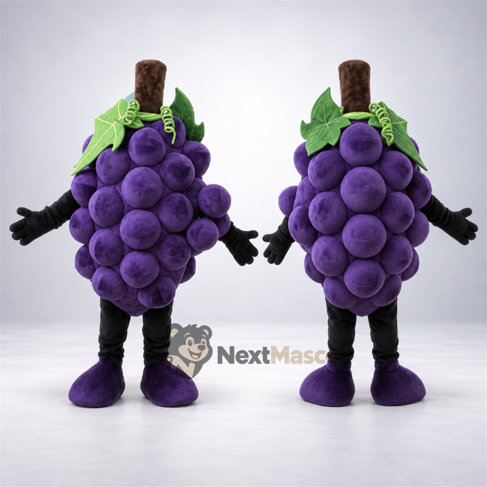 Grapes Mascot Costume - Purple, Black Arms and Legs Grapes Mascot Costume - Purple, Black Arms and Legs