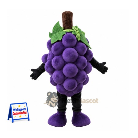 Grapes Mascot Costume - Purple, Black Arms and Legs Grapes Mascot Costume - Purple, Black Arms and Legs