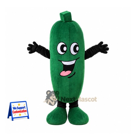 Cucumber Mascot Costume - Green, Black Arms and Legs Cucumber Mascot Costume - Green, Black Arms and Legs