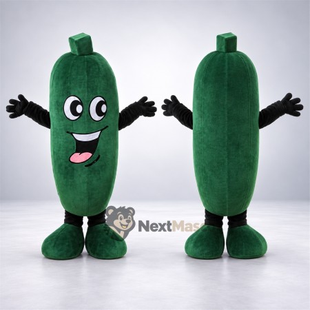 Cucumber Mascot Costume - Green, Black Arms and Legs Cucumber Mascot Costume - Green, Black Arms and Legs