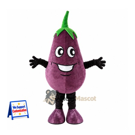 Eggplant Mascot Costume - Purple, Black Arms and Legs Eggplant Mascot Costume - Purple, Black Arms and Legs