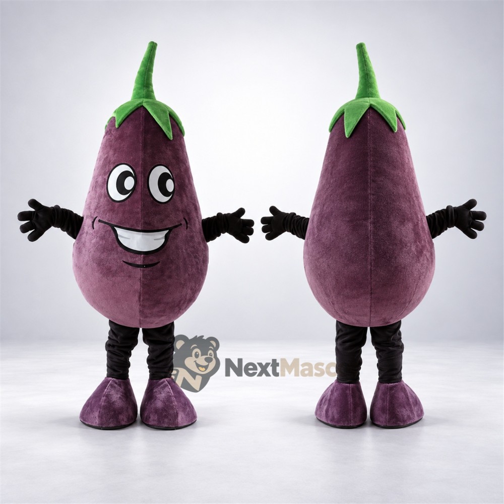 Eggplant Mascot Costume - Purple, Black Arms and Legs Eggplant Mascot Costume - Purple, Black Arms and Legs