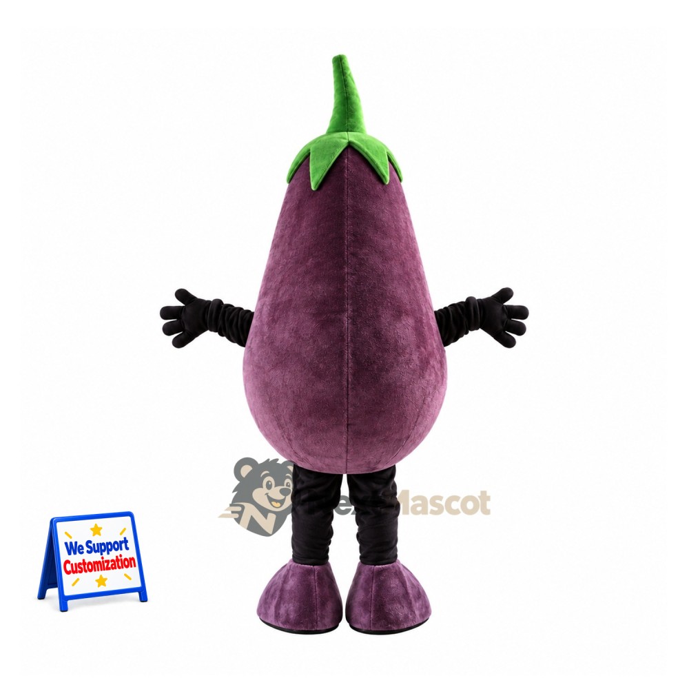 Eggplant Mascot Costume - Purple, Black Arms and Legs Eggplant Mascot Costume - Purple, Black Arms and Legs