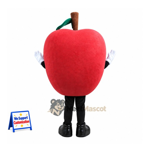 Apple Mascot Costume - Red, Black Legs and Small Smile
