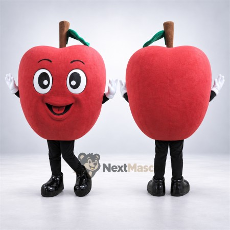 Apple Mascot Costume - Red, Black Legs and Small Smile